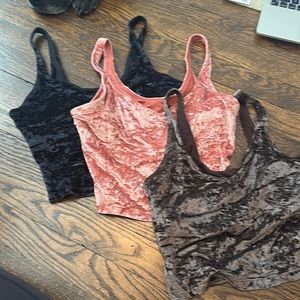 bundle of 3 crushed velvet align tanks
